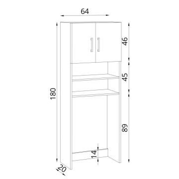 Marsiglia Waschmaschinenschrank mit Türen und Einlegeböden Farbe Eiche 64x20x180H