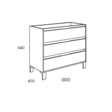 Bolton weißer Badezimmerschrank 80x45x84H mit 3 Schubladen: modernes Design und kompromisslose Funktionalität
