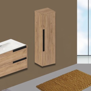 Modulare wandhängende Badezimmersäule in Eiche Honig 35x30x120H