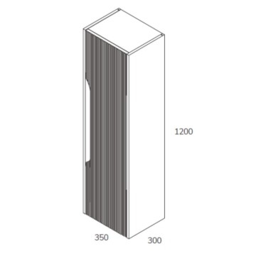 Wandhängende Badezimmersäule Soho in Mattweiß mit Rippeneffekt 35x30x120H