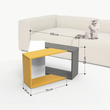 Zementfarbener Trio Couchtisch weiß