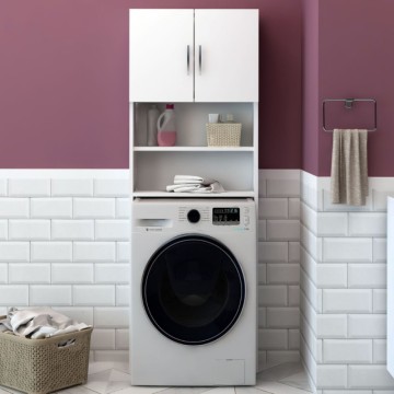 Waschmaschinenschrank 60x180 cm mit Türen und Einlegeböden Farbe weiß