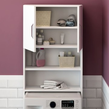 Waschmaschinenschrank 60x180 cm mit Türen und Einlegeböden Farbe weiß