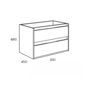 Bolton wandmontierter Badezimmerschrank in eisgrauer Eiche 60x45x48H 2 Schubladen: modernes Design und Funktionalität