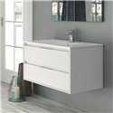 Bolton Hochglanz weiß lackiert Wandschrank 80x45x48H 2 Schubladen: modernes Design und Funktionalität
