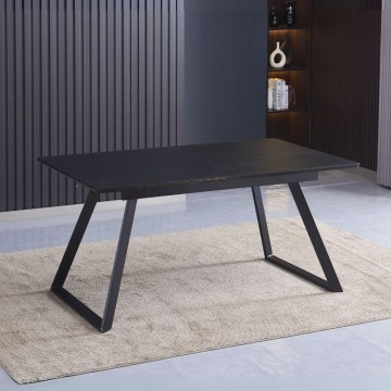 Shelton schwarzer Ausziehtisch 160x90x76H: Stil, Funktionalität und Stärke