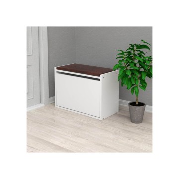 Schuhschrank mit Bank in weiß 60x30 cm mit Klappe - Susa