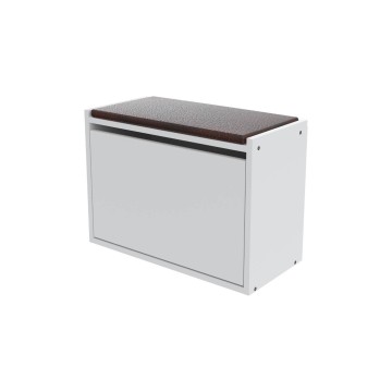 Schuhschrank mit Bank in weiß 60x30 cm mit Klappe - Susa