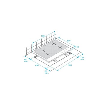 Kochfeld 60 cm Edelstahl 4 Zonen Beko - Toscohome