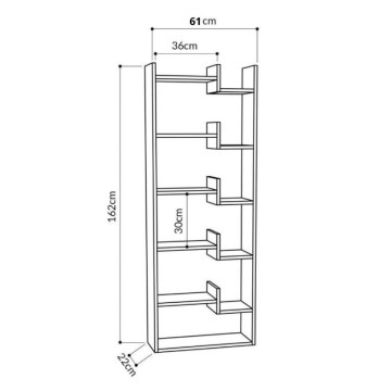 Holz Bücherregal 61x162h Eiche und Anthrazit | Toscohome