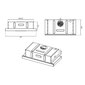 60 cm schwarze Unterbau-Dunstabzugshaube mit Edelstahl-Frontblende | Toscohome