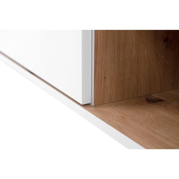 Sideboard 2 Türen und 2 Schubladen weiß mit Eichenplatte Linz01B 120x38x85H