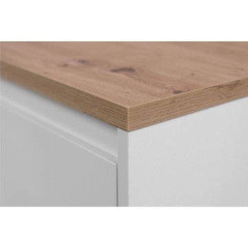 Sideboard 2 Türen und 2 Schubladen weiß mit Eichenplatte Linz01B 120x38x85H