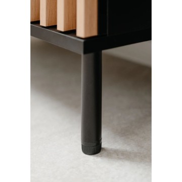 Modernes Sideboard 3 Türen und 4 Schubladen schwarz mit Eichenleisten Monza 51C 160x40x90H