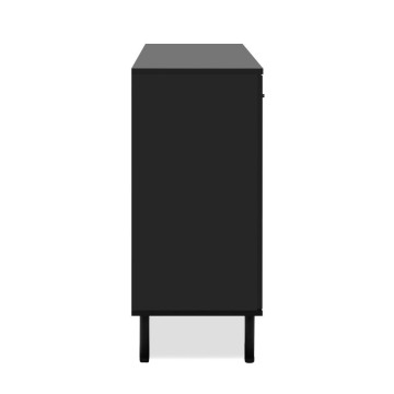 Modernes Sideboard 3 Türen und 4 Schubladen schwarz mit Eichenleisten Monza 51C 160x40x90H