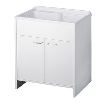 Waschtischunterschrank mit Flügeltür aus PVC weiß 80x50X85H cm - Artemio