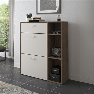 Takimi Columella und Kaschmir Schuhschrank 2 Klapptüren und Schublade 90x26x101.5H