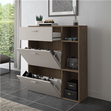 Takimi Columella und Kaschmir Schuhschrank 2 Klapptüren und Schublade 90x26x101.5H