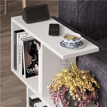 Homemania weißer Couchtisch 60x19,5x60H - Modernes Design und Vielseitigkeit in einem einzigen Möbelstück
