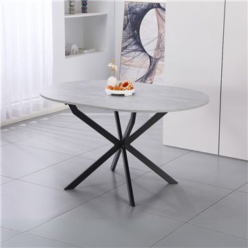 RUT TISCH ZEMENTFARBENE PLATTE UND SCHWARZE METALLBEINE