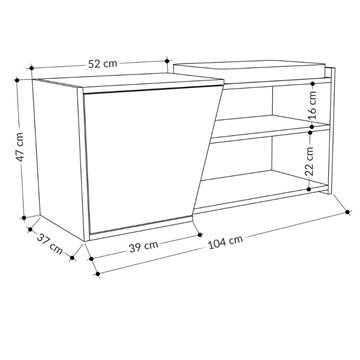 Schuhschrank Bank Fiona 104.6x37.5x47.2 anthrazit weiß