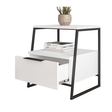 Pal weißer Nachttisch 45x41x50 cm - Moderner Stil und Funktionalität in einem raffinierten Design