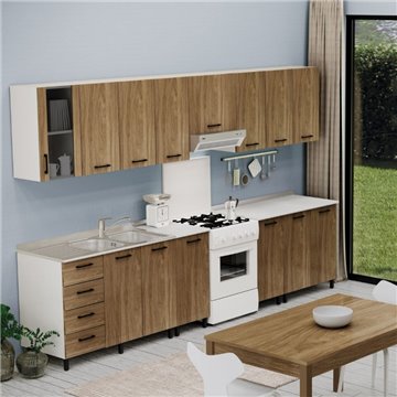 Küchenhängeschrank mit Tür in der Farbe Nussbaum 30x32x72H cm