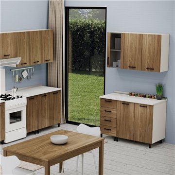 Küchenhängeschrank mit Tür in der Farbe Nussbaum 30x32x72H cm