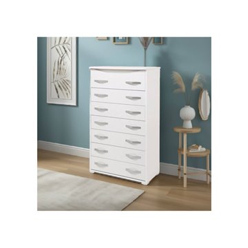 Kommode mit 7 Schubladen weiß Esche 76x41x127H cm - Maxi Kommode
