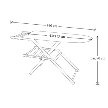 Cheto Holzbügeltisch mit Kesselhalterung - Eleganz, Stabilität und Funktionalität
