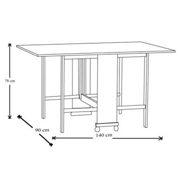 Trio Klapptisch platzsparend 24x90x78 cm Esche weiß