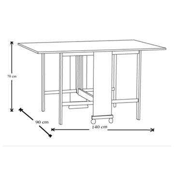 Trio Klapptisch platzsparend 24x90x78 cm Ulme