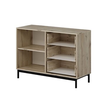 Esta Sideboard aus heller Eiche und Anthrazit mit Rippeneffekt 120x45x90H