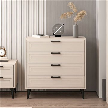 Prime Kommode mit 4 Schubladen, Farbe Cashmere 90x45x90H - Stil und Funktionalität für jeden Raum