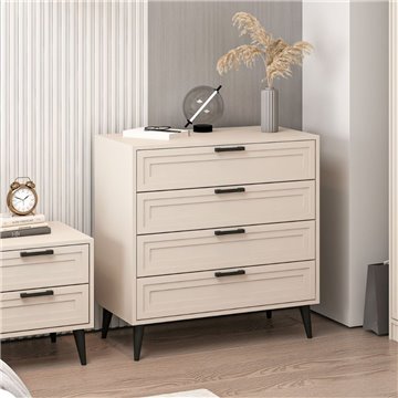 Prime Kommode mit 4 Schubladen, Farbe Cashmere 90x45x90H - Stil und Funktionalität für jeden Raum