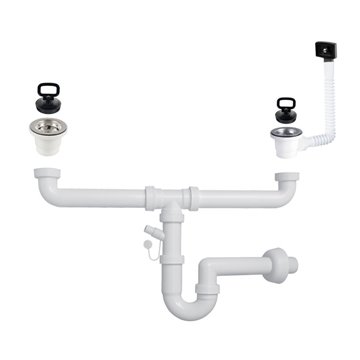 2-Wege-Siphon 1" 1/2 Anschluss mit 2" Ablauf und Spülmaschinenablauf SIFONE2VCONCEPT