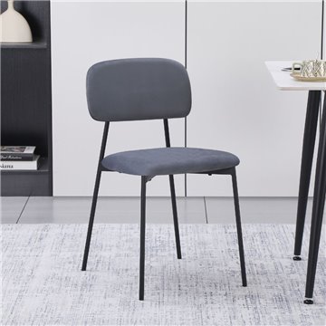 Shen Stuhl aus grauem Samt und schwarzen Metallbeinen 44x49x78H