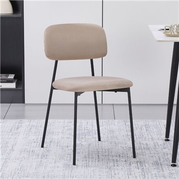 Shen Stuhl aus taupefarbenem Samt und schwarzen Metallbeinen 44x49x78H