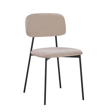 Shen Stuhl aus taupefarbenem Samt und schwarzen Metallbeinen 44x49x78H