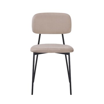 Shen Stuhl aus taupefarbenem Samt und schwarzen Metallbeinen 44x49x78H