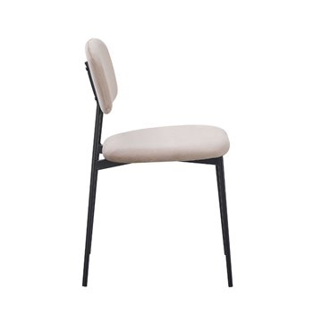 Shen Stuhl aus taupefarbenem Samt und schwarzen Metallbeinen 44x49x78H