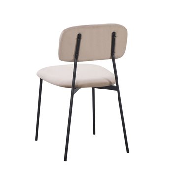 Shen Stuhl aus taupefarbenem Samt und schwarzen Metallbeinen 44x49x78H
