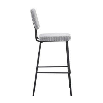 Juno hellgrau gepolsterter Hocker 43x52.5x111H - Komfort im Industriestil