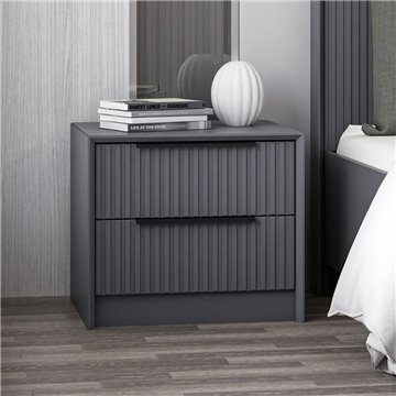 Kale anthrazit Nachttisch mit zwei Schubladen 53x45x45H