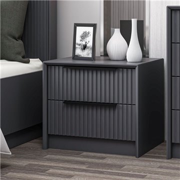 Kale anthrazit Nachttisch mit zwei Schubladen 53x45x45H