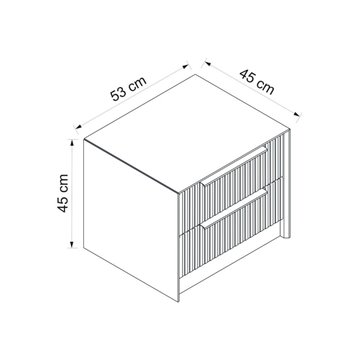 Kale anthrazit Nachttisch mit zwei Schubladen 53x45x45H