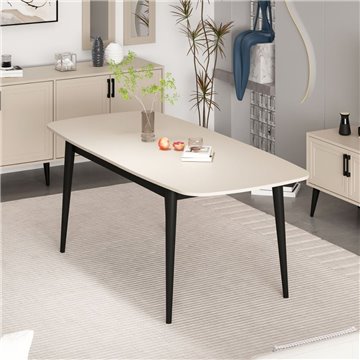 Prime Ausziehtisch mit Kaschmirplatte und schwarzen Beinen 160x90x77H