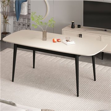 Prime Ausziehtisch mit Kaschmirplatte und schwarzen Beinen 160x90x77H