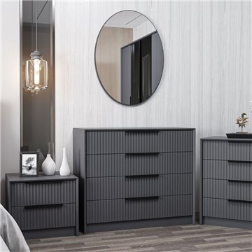 Kommode mit 4 Schubladen und Spiegel Kale anthrazit 100x45x85H