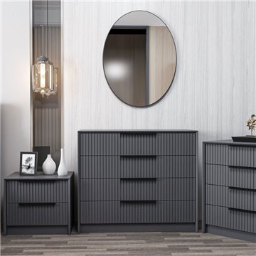 Kommode mit 4 Schubladen und Spiegel Kale anthrazit 100x45x85H